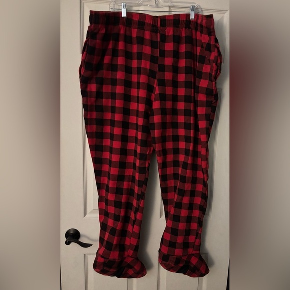 Feejays Red And Black Buffalo Plaid Footed Sweat Pants Sleep Pants Size 3XL - Picture 3 of 6